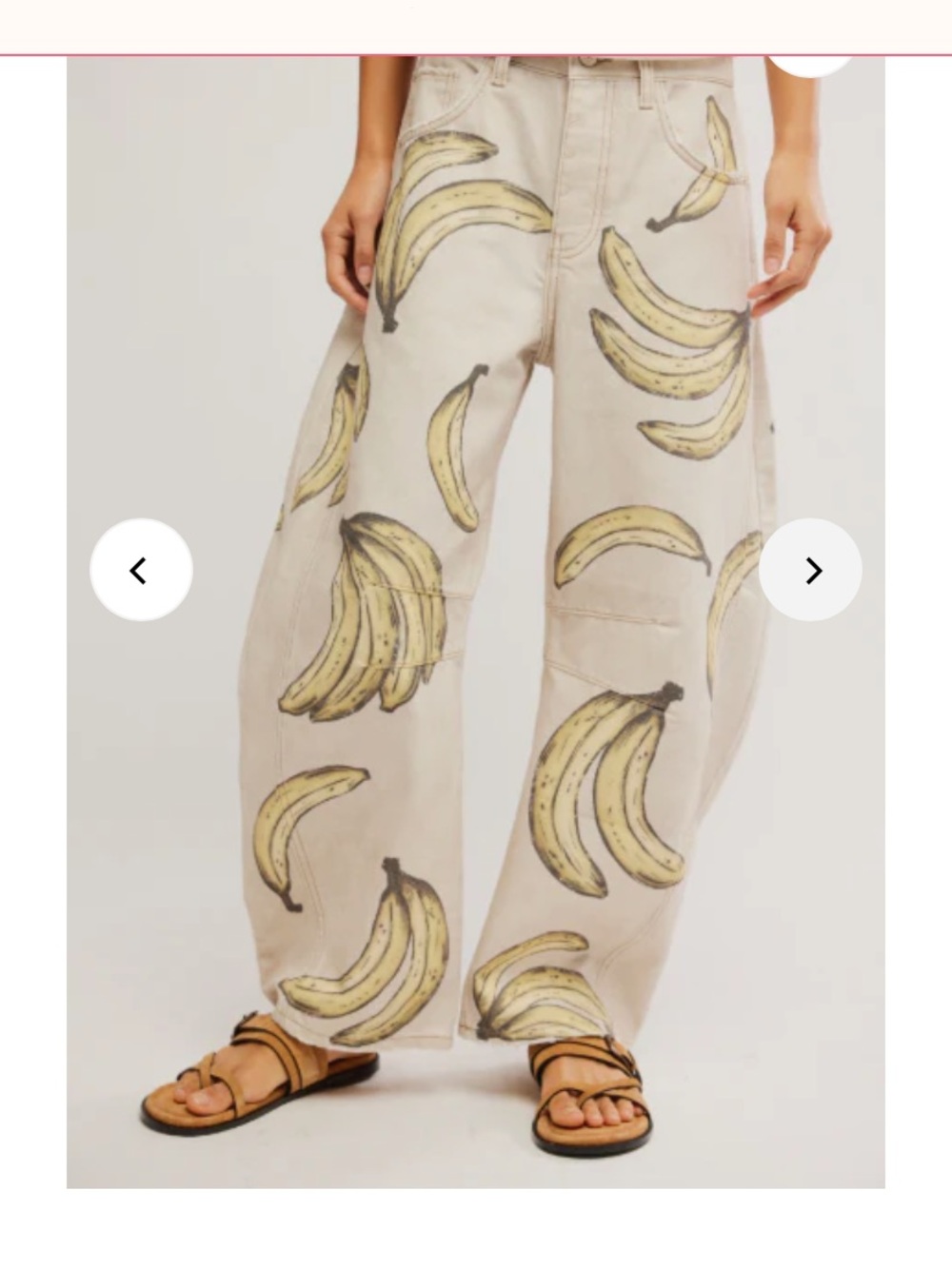 Free people. Good luck printed barrel jeans in banana. Cutest jeans ever. So fun - Picture 5 of 7